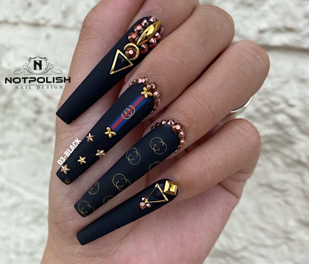 HOW TO DO RED LOUIS VUITTON NAILS TUTORIAL I LONG ACRYLIC COFFIN